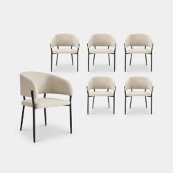 Oxford Set of 6 Linen Dining Chairs - Cream