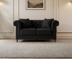 Westminster Chesterfield Black Linen 2 Seater Sofa