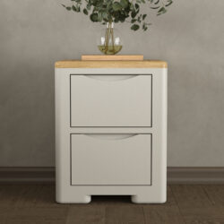 Alba Oak and Soft White Painted 2 Drawer Bedside Chest