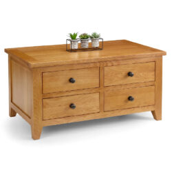 Aaralyn Wooden Coffee Table With 4 Drawers In Oak