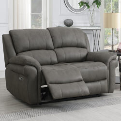 Claton Fabric Electric Recliner 2 Seater Sofa - Ultra Grey Suede