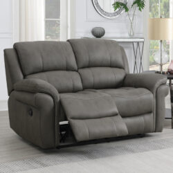 Claton Fabric Manual Recliner 2 Seater Sofa - Ultra Grey Suede