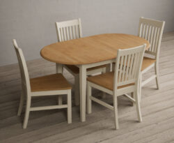 Extending Warwick Oak and Cream Painted Dining Table with 4 Oak Warwick Chairs