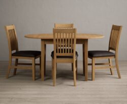 Extending Warwick Solid Oak Dining Table with 4 Charcoal Grey Warwick Chairs