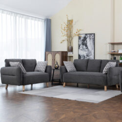 Gunnison Fabric 3+2 Seater Sofa Set - Dark Grey