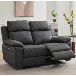 Hanford Fabric Electric Recliner 2 Seater Sofa - Dark Grey