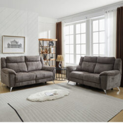 Mankato Fabric Electric Recliner 3+2 Seater Sofa Set - Stone