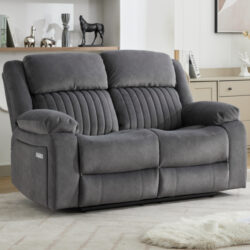 Martinez Fabric Electric Recliner 2 Seater Sofa - Slate Grey