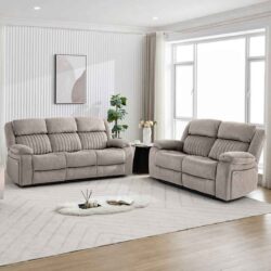 Martinez Fabric Electric Recliner 3+2 Seater Sofa Set - Taupe