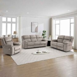 Martinez Fabric Electric Recliner 3+2+1 Seater Sofa Set - Taupe