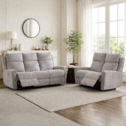 Medinah Fabric Electric 3+2 Seater Sofa Set - Ash