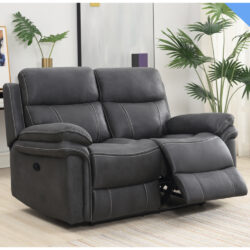 Rasalas Fabric Electric Recliner 2 Seater Sofa - Charcoal