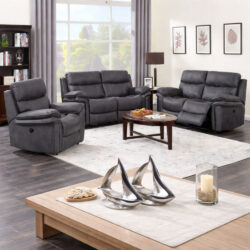 Rasalas Fabric Electric Recliner 3+2+1 Seater Sofa Set - Charcoal