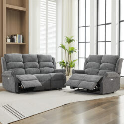 Rosenberg Fabric Electric Recliner 3+2 Seater Sofa Set - Anthracite