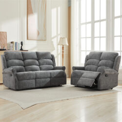 Rosenberg Fabric Recliner 3+2 Seater Sofa Set - Anthracite
