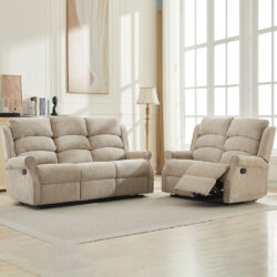 Rosenberg Fabric Recliner 3+2 Seater Sofa Set - Rabbit