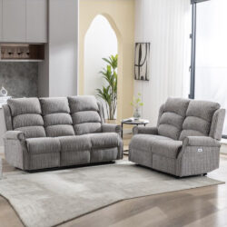 Warth Fabric Electric Recliner 3+2 Seater Sofa Set - Latte
