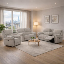 Wauchula Fabric Electric Recliner 3+2+1 Seater Sofa Set - Beige