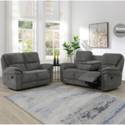 Wauchula Fabric Recliner 3+2 Seater Sofa Set - Stone