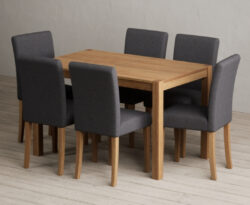 York 120cm Solid Oak Dining Table with 4 Charcoal Lila Chairs