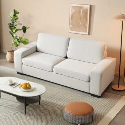 2 Seater Sofa White Teddy Fleece Double Box Packaging