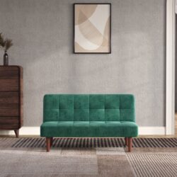 4ft Sofa Bed Wide Modern 2 Seater Padded Convertible Sofa Bed with Wooden Legs