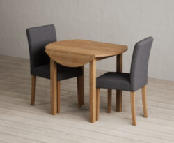 Extending York 90cm Solid Oak Dining Table with 4 Natural Lila Chairs