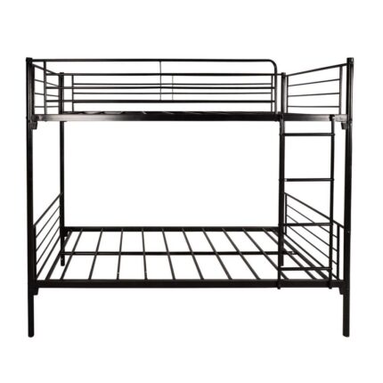 Amaya Bed Frame Black Twin Over Twin Bunk Bed With Rails and Ladder