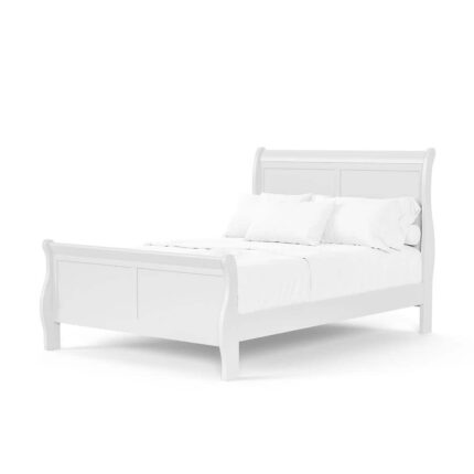 Burkhart White Twin Wood Frame Sleigh Bed With Slat Kit