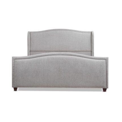 Carmen Queen Upholstered Wingback Panel Bed Frame, Silver Grey Polyester