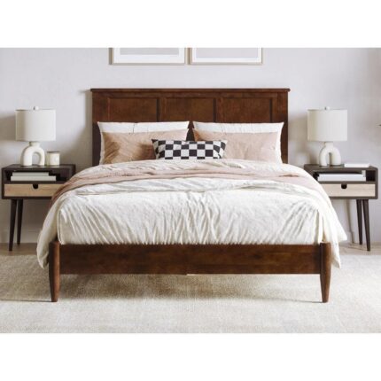 Charlotte Walnut Brown Solid Wood Frame Full Low Profile Platform Bed