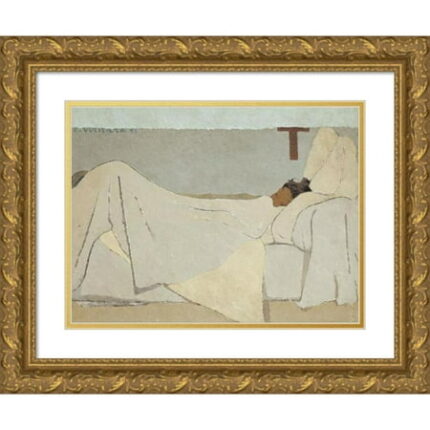 Édouard Vuillard 14x12 Gold Ornate Wood Frame and Double Matted Museum Art Print Titled - Au Lit in Bed 1891