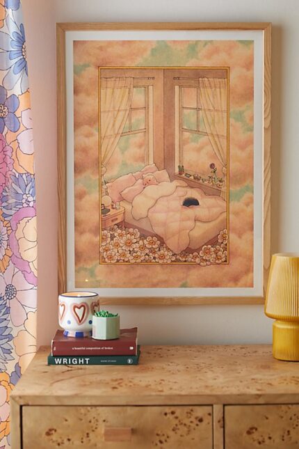 Felicia Chao Bed In The Clouds Art Print in Natural Wood Frame at Urban Outfitters