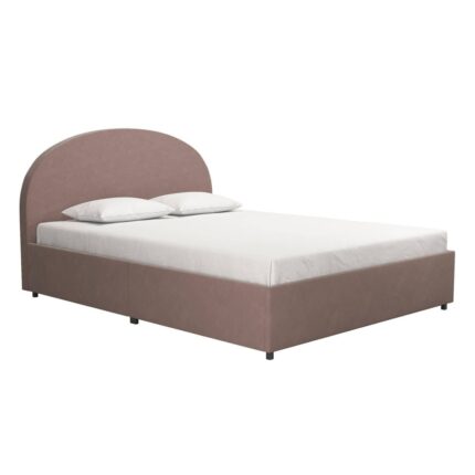 Full Size Moon Upholstered Bed Frame with Storage Blush Velvet - Mr. Kate