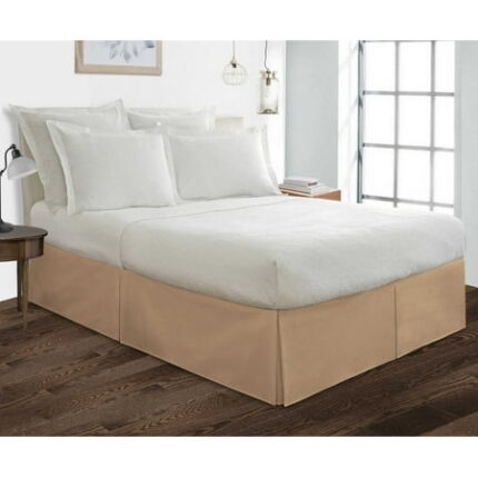 Full Size Tailored Drop Pleated Solid Bed Skirt with Adjustable Elastic Belt Microfiber Fabric Fade & Wrinkle Resistant Bed Frame Cover Easy to Fit & Care (29 Inch Drop Taupe)