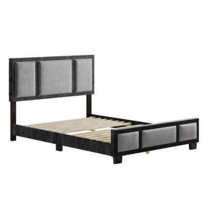 Full Triptych Upholstered Platform Bed Frame Black/Gray - Boyd Sleep Eco Dream