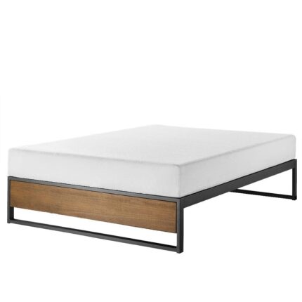 Good Design Winner Suzanne 14 in. Brown Full Metal and Wood Platforma Bed Frame