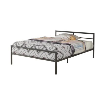 Gray Metal Frame Full Platform Bed with Sleek Lines