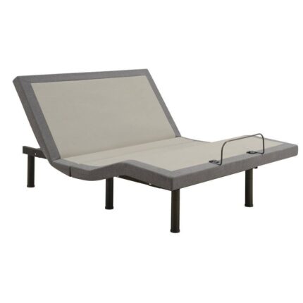 Gray and Black Metal Frame King Platform Bed with Wireless Contoller