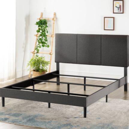 King Cambril Upholstered Bed Frame Gray - Zinus