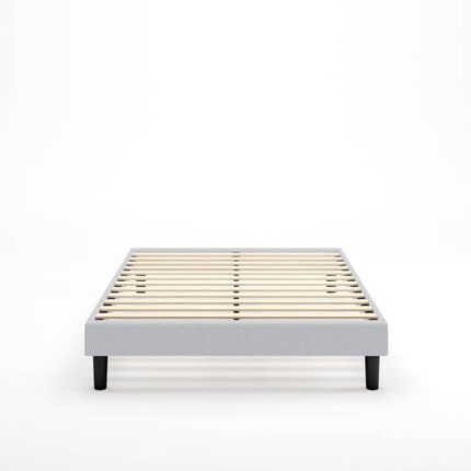 King Curtis Upholstered Platform Bed Frame Light Gray - Zinus