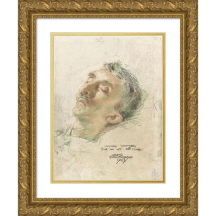 Martin Monnickendam 14x18 Gold Ornate Wood Frame and Double Matted Museum Art Print Titled - Willem Witsen on His Death Bed (1923)
