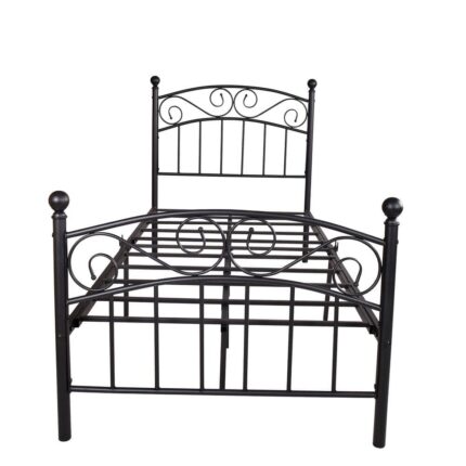 Modern Simple Style Black Bed Frame Metal 39.76 in. Wide Twin Size Platform Bed with Headboard and Footboard for Bedroom