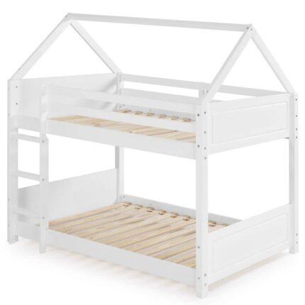 Nico White Twin Bunk Bed with Sloping A-Frame Roof
