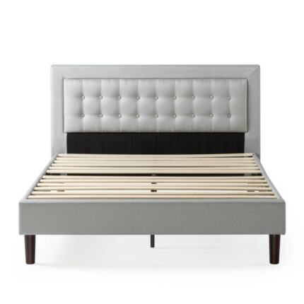 Queen Dachelle Upholstered Platform Bed Frame Gray Sand - Zinus