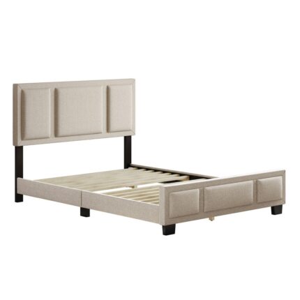 Queen Triptych Upholstered Platform Bed Frame Beige - Boyd Sleep Eco Dream