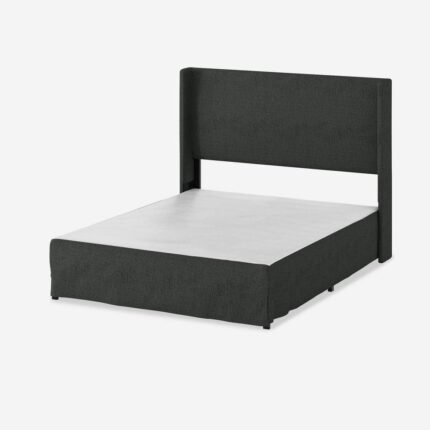 Raymond 2 Piece Charcoal Wingback Design King Bedroom Set with Metal Platform Bed Frame