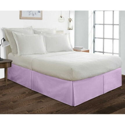 Three Quarter Size Tailored Drop Pleated Solid Bed Skirt with Adjustable Elastic Belt Microfiber Fabric Fade & Wrinkle Resistant Bed Frame Cover Easy to Fit & Care (28 Inch Drop Lilac)
