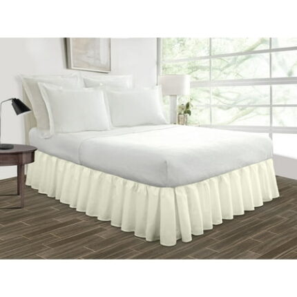 Twin Size Tailored Drop Ruffled Solid Bed Skirt with Adjustable Elastic Belt Microfiber Fabric Fade & Wrinkle Resistant Bed Frame Cover Easy to Fit & Care (29 Inch Drop Ivory)