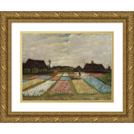 Vincent van Gogh 18x14 Gold Ornate Wood Frame and Double Matted Museum Art Print Titled - Flower Beds in Holland (C. 1883)